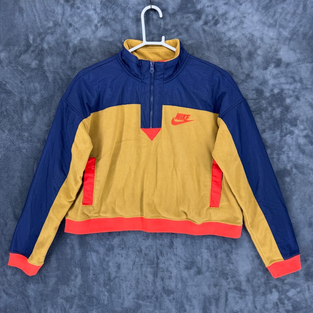 Nike Sportswear Women Fleece Quarter Zip Colorblock Pullover Navy 938963-255